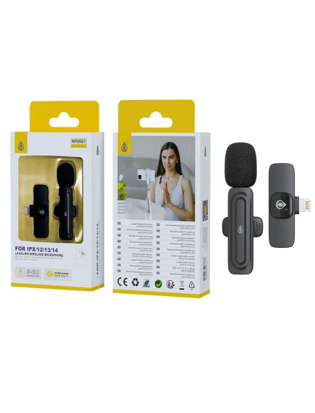 Microfono mini  Bluetooth con clip NR9567 / Lightning / Bateria 60 mAh / Negro / One+ / 2905672