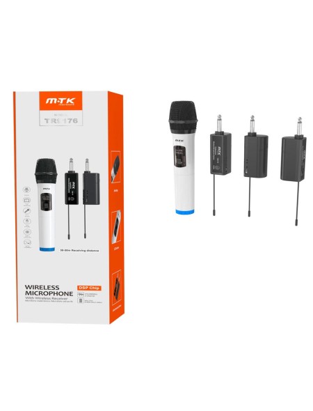 Microfono inalambrico con receptor TR9176 / 30-50m / Blanco / MTK