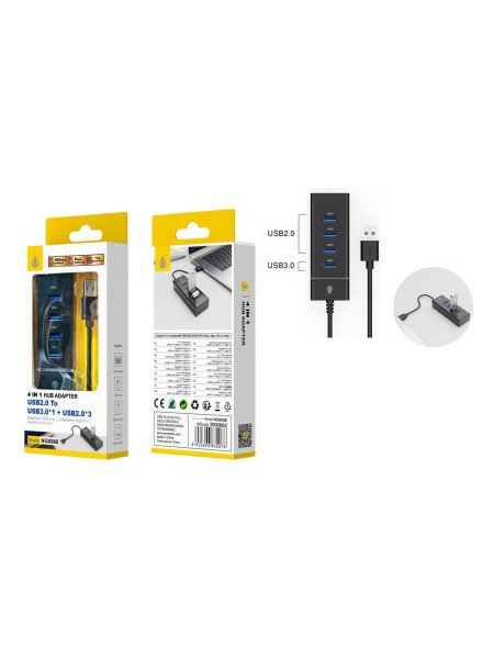 Hub 4 puertos USB NG6086 / 3x Usb 2.0 / 1x Usb 3.0 / Funcion OTG / Negro / ONE+ / 2600862